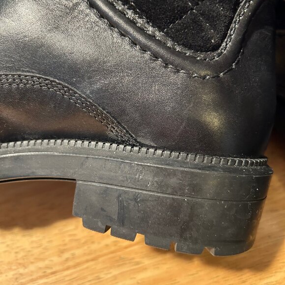 Womens Aquatalia Linda Black Leather Suede Trim Lace-Up Combat Moto Booties 8 - Picture 15 of 16